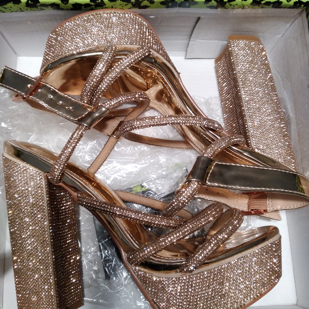 Rhinestone Rose Gold Heels
